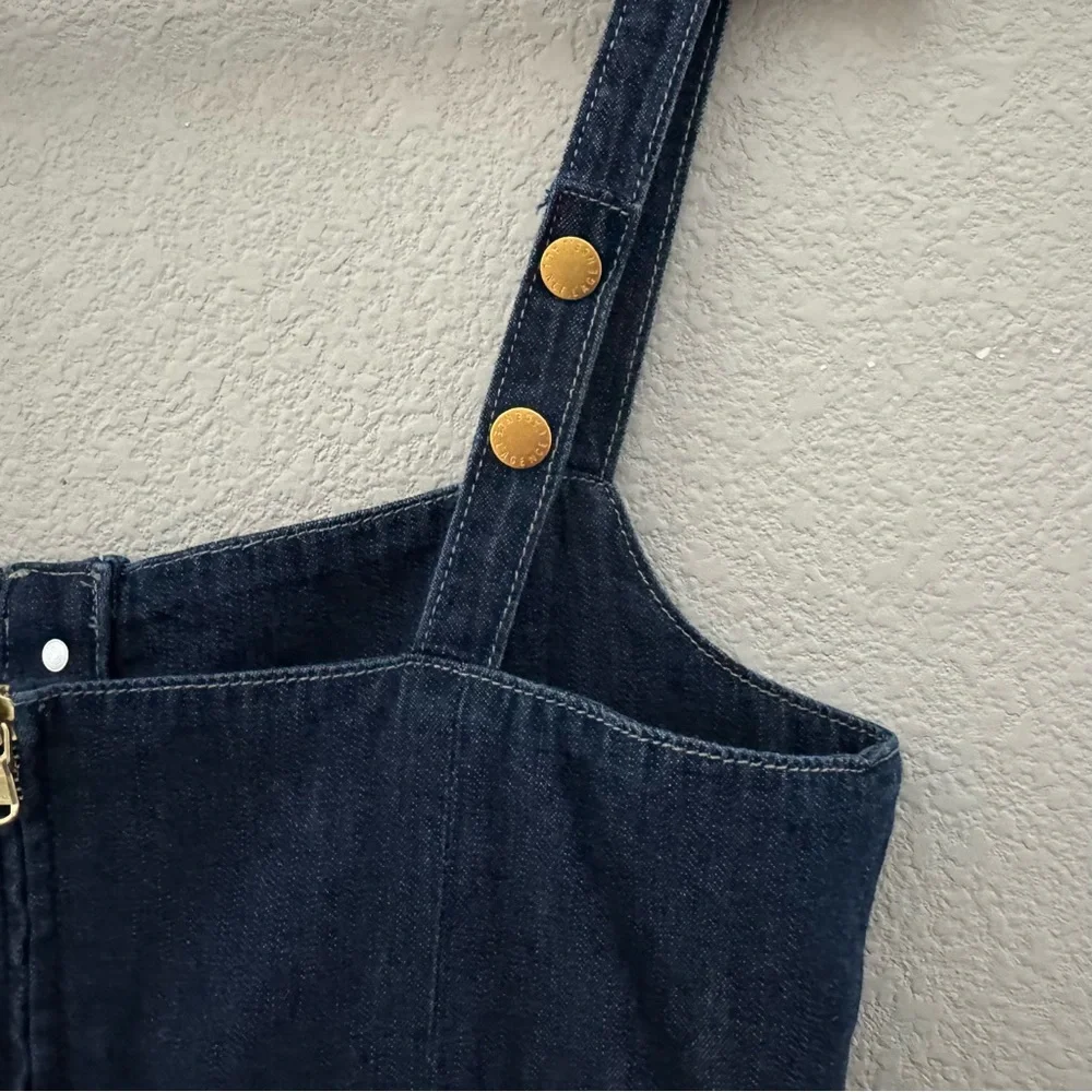 L'agence Esmeralda Pinafore Denim Midi Dress 8 Raleigh Parisian Chic Preppy NWT - Picture 12 of 15